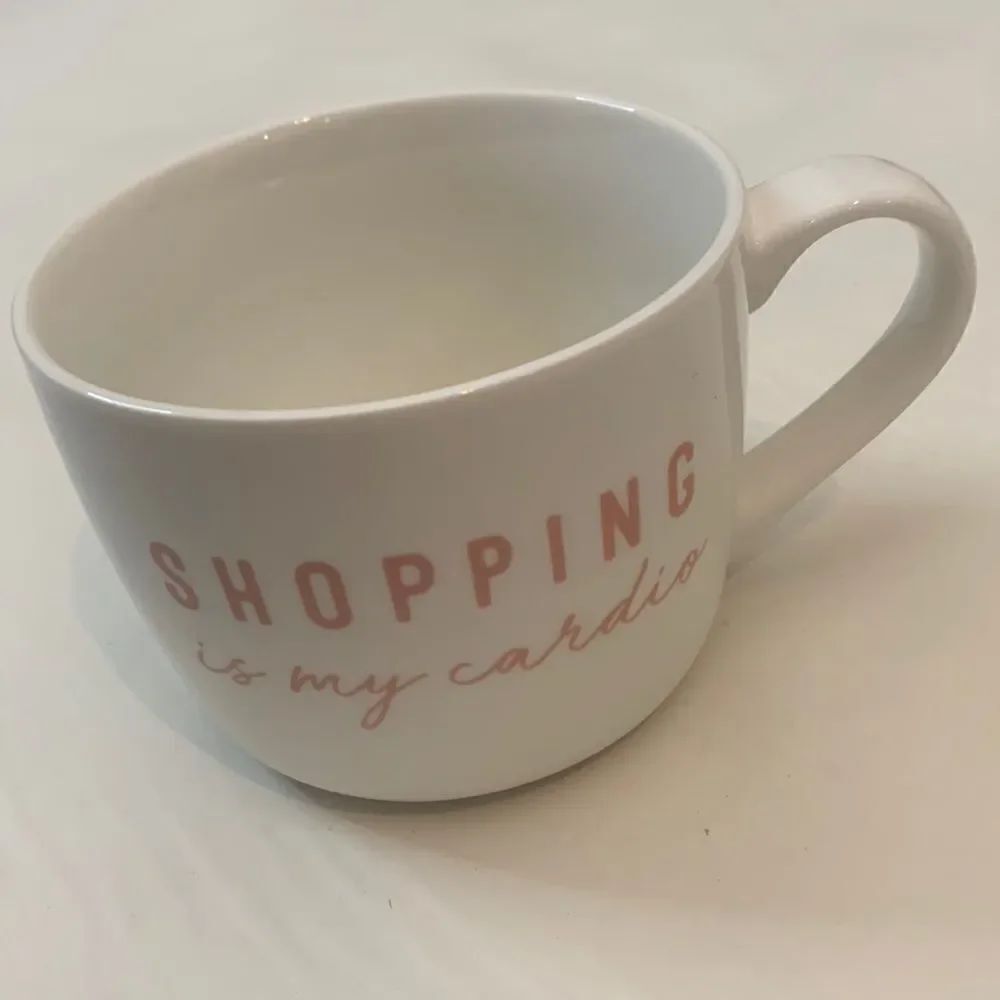 Opalhouse 14 Oz Shopping Is My Cardio Pink Letters White Cocoa Coffee Tea Mug